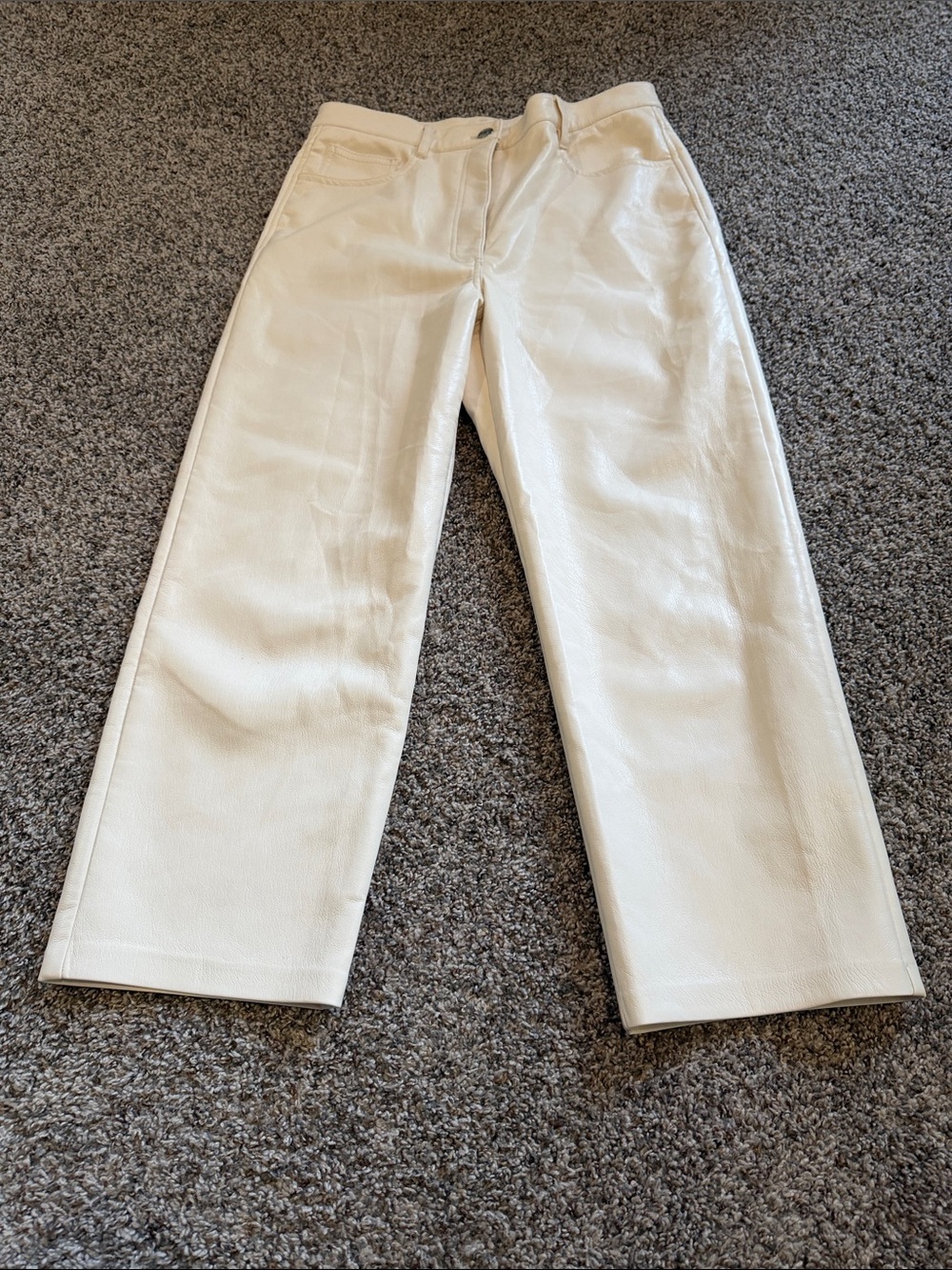 Aritzia Wilfred Cream Faux Leather Pants Size 10